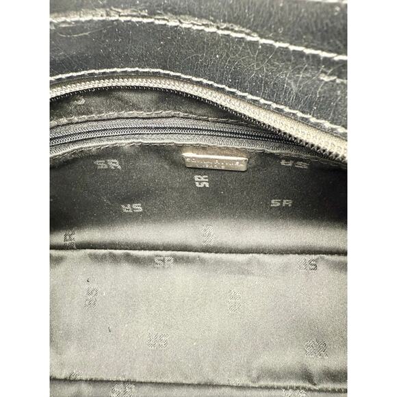 Sonia Rykiel Black Leather Shoulder Bag SR Logo Vintage Y2K Baguette Style Purse - Picture 10 of 10